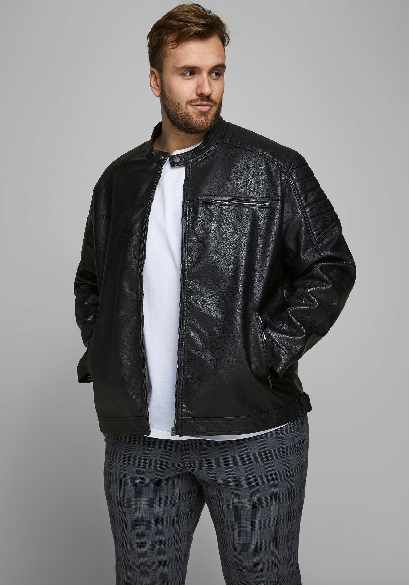 Jack & Jones PlusSize Bikerjacke »ROCKY JACKET« bis Grösse 6XL