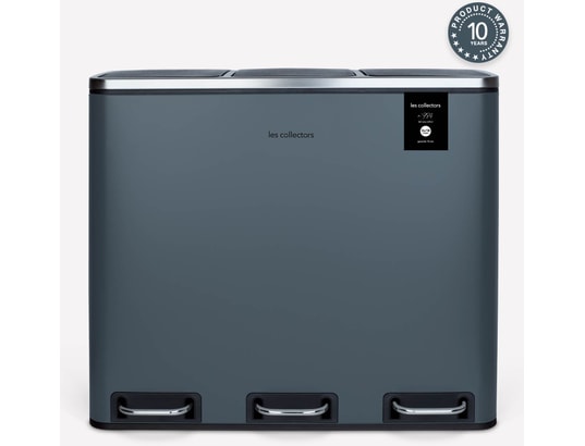 LES COLLECTEURS - Poubelle à pédale N°984 gris foncé - Triple compartiment 3 x 18L