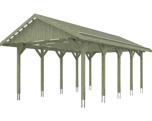 Enkele carport SKAN HOLZ Wallgau incl. daklatten en H-paalankers 430 x 750 cm geïmpregneerd