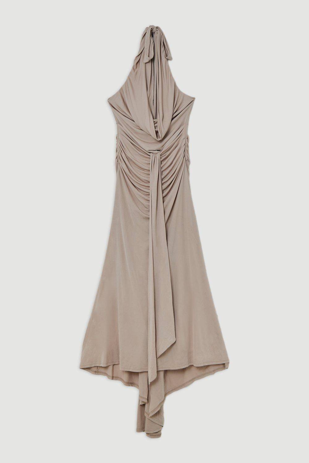KarenMillen Petite robe maxi premium en viscose jersey crêpe à col cache-cœur