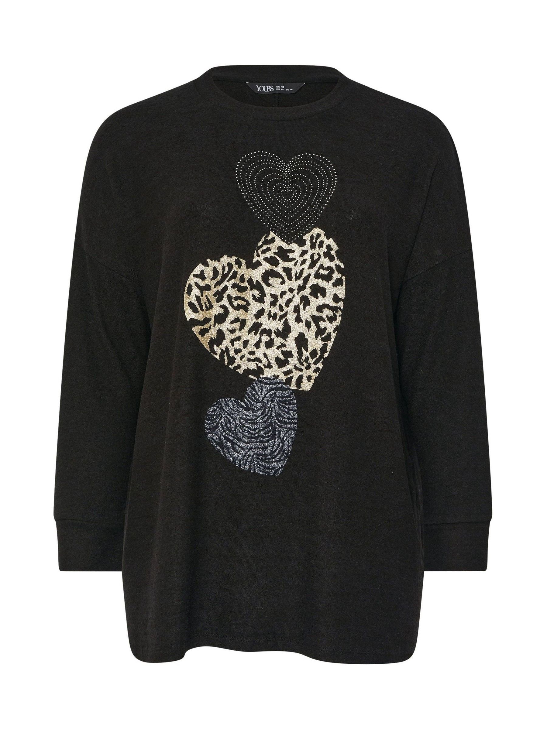 Zwart - Yours Curve Placement Animal Heart Jumper