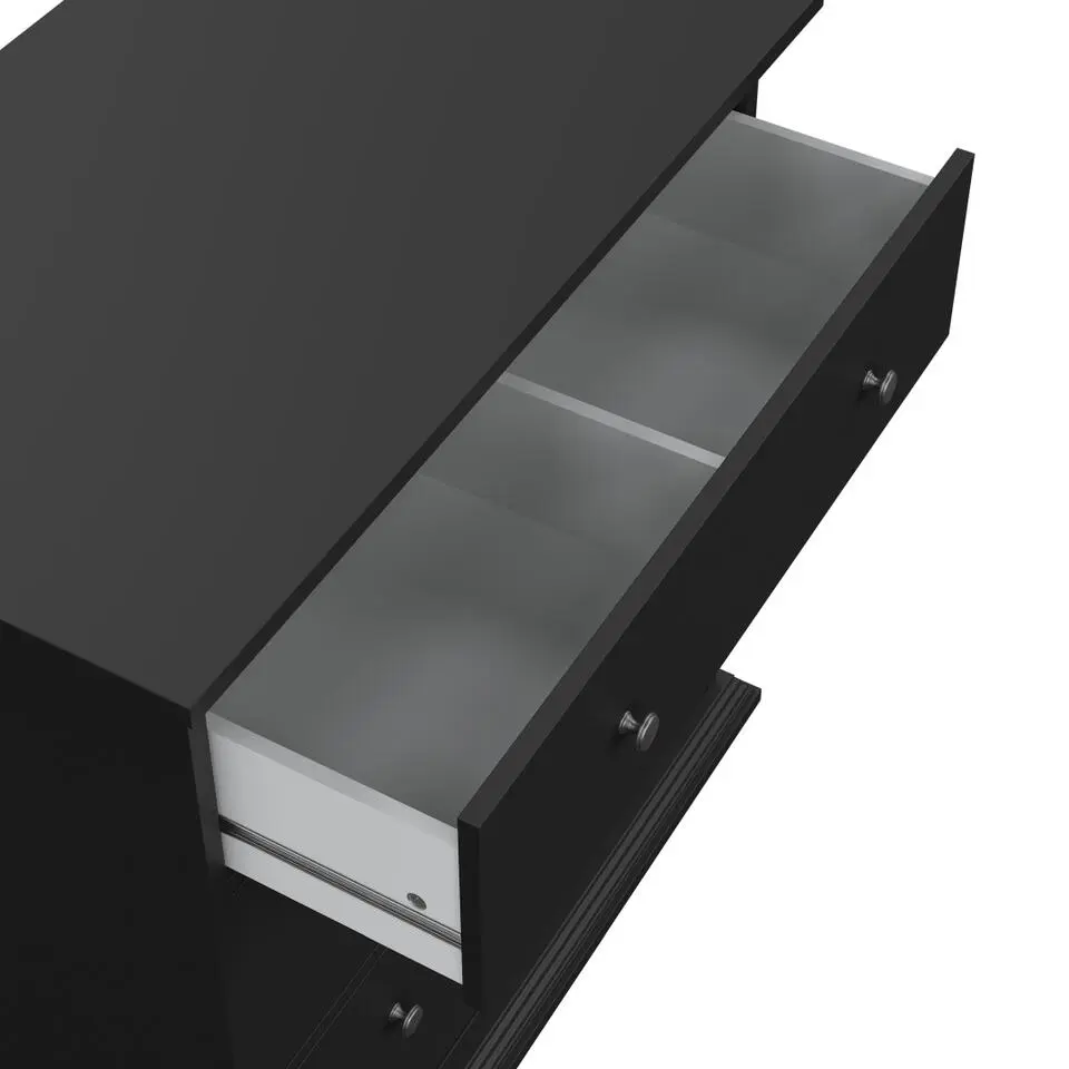 Hioshop North kommode 3 laden zwart mat