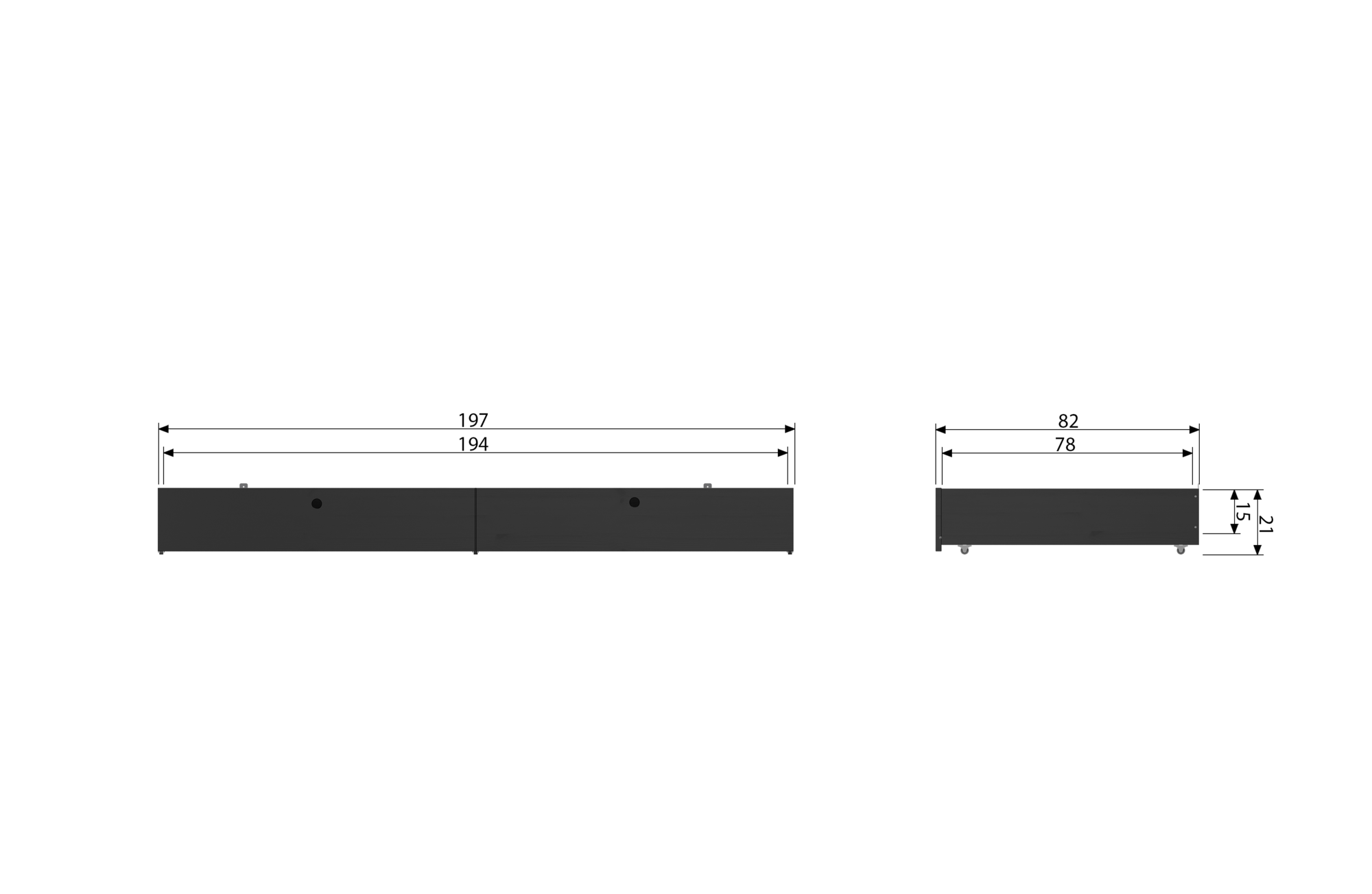 WOOOD bedlade Joep grenen diep zwart [fsc] Joep bedlade grenen diep zwart [fsc]