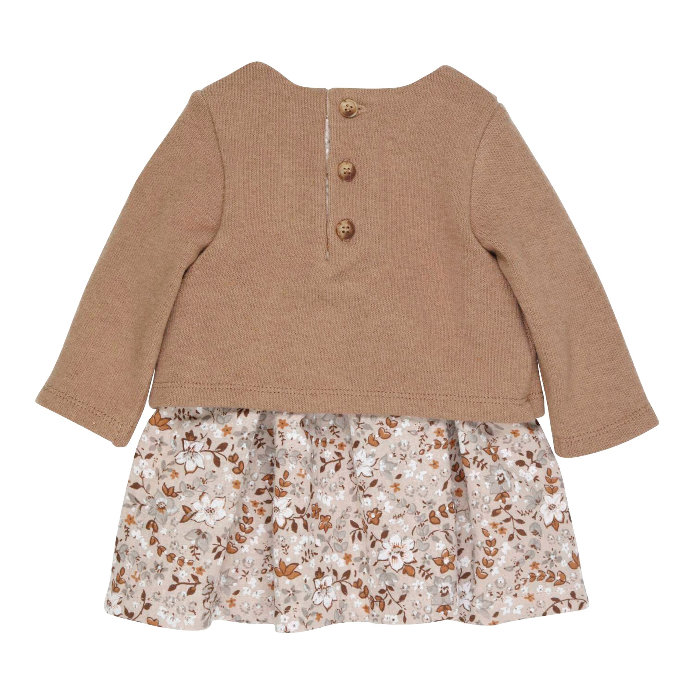Gymp Strickfleece-Kleid langarm Blumen beige/bunt