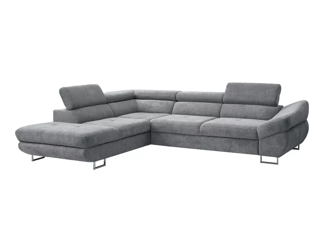 Canapé d'angle gauche convertible en tissu texturé gris DALIAS