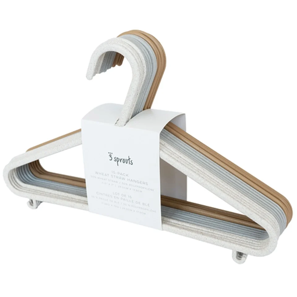 3 Sprouts - Bøjle i hvede halm (15 stk.) - Creme/Grå/Brun - 20.5 x 29 cm
