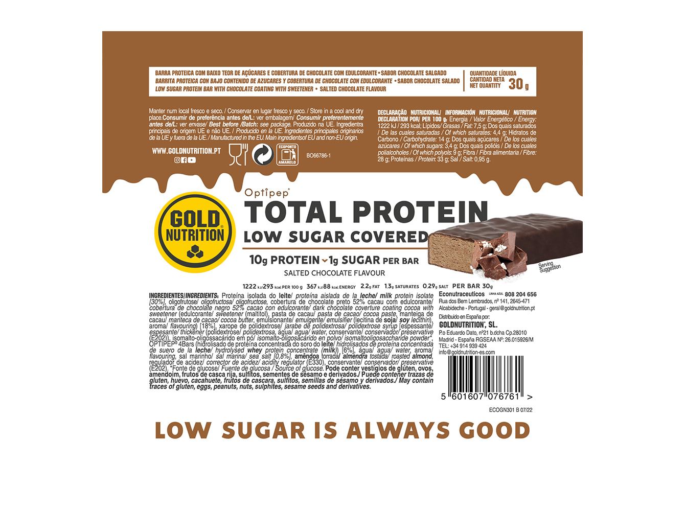 BARRA GOLDNUTRITION COBERTURA CHOC. SALGADO 30 G
