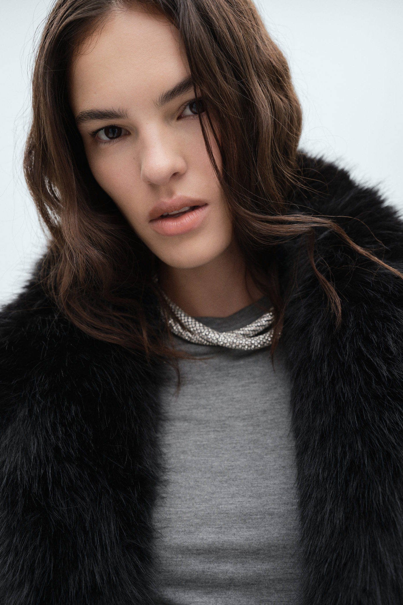 Mango faux fur jas zwart