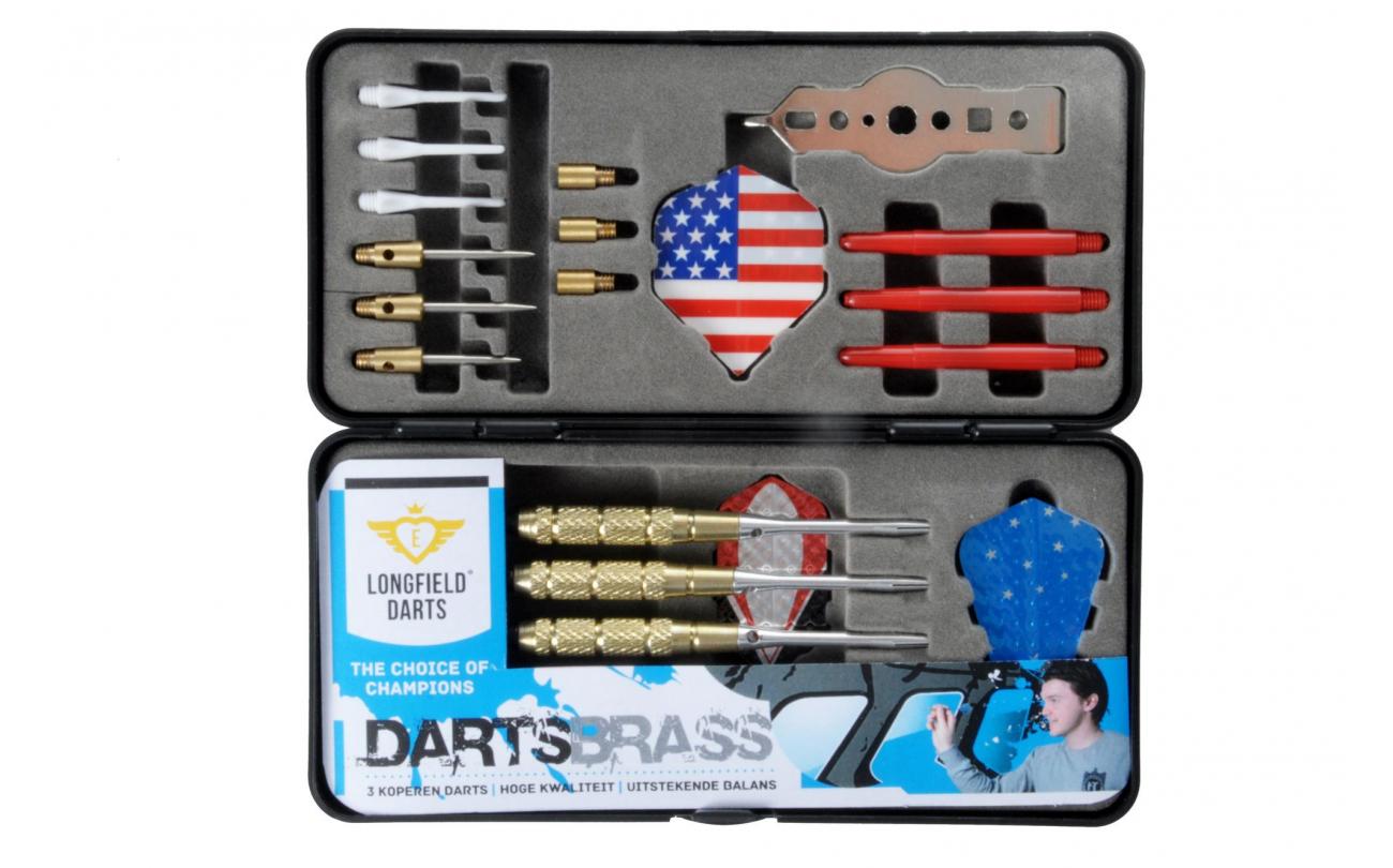 Brass cadeauset 3 darts + accessoires