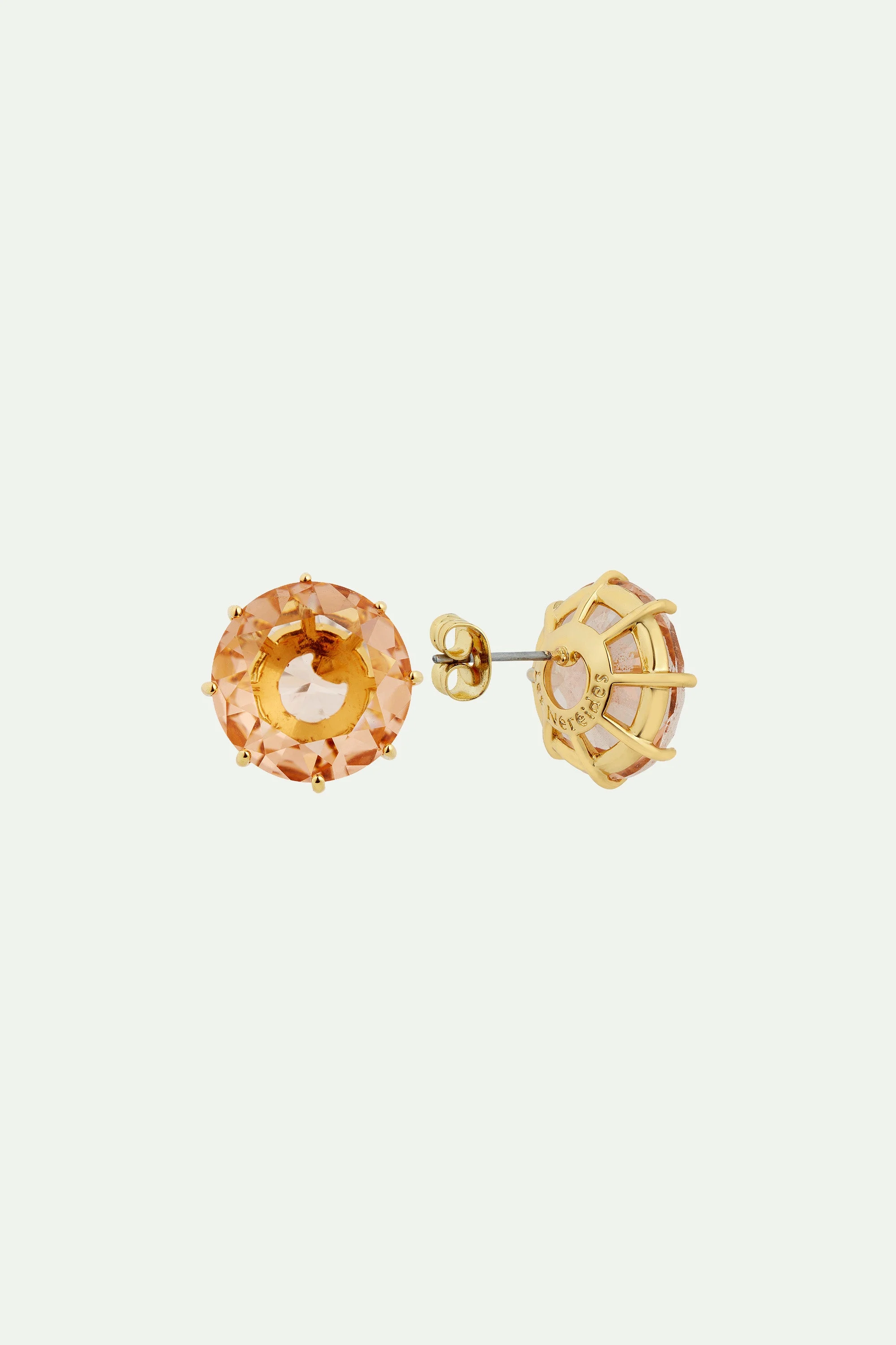 Boucles d'oreilles tiges pierre ronde la diamantineabricot | Rose