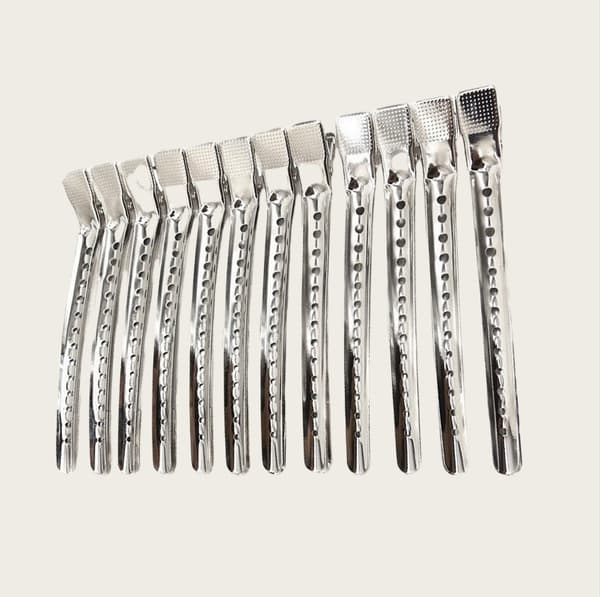 Hårklemmer i aluminium, 12-pakning Sølv0 L