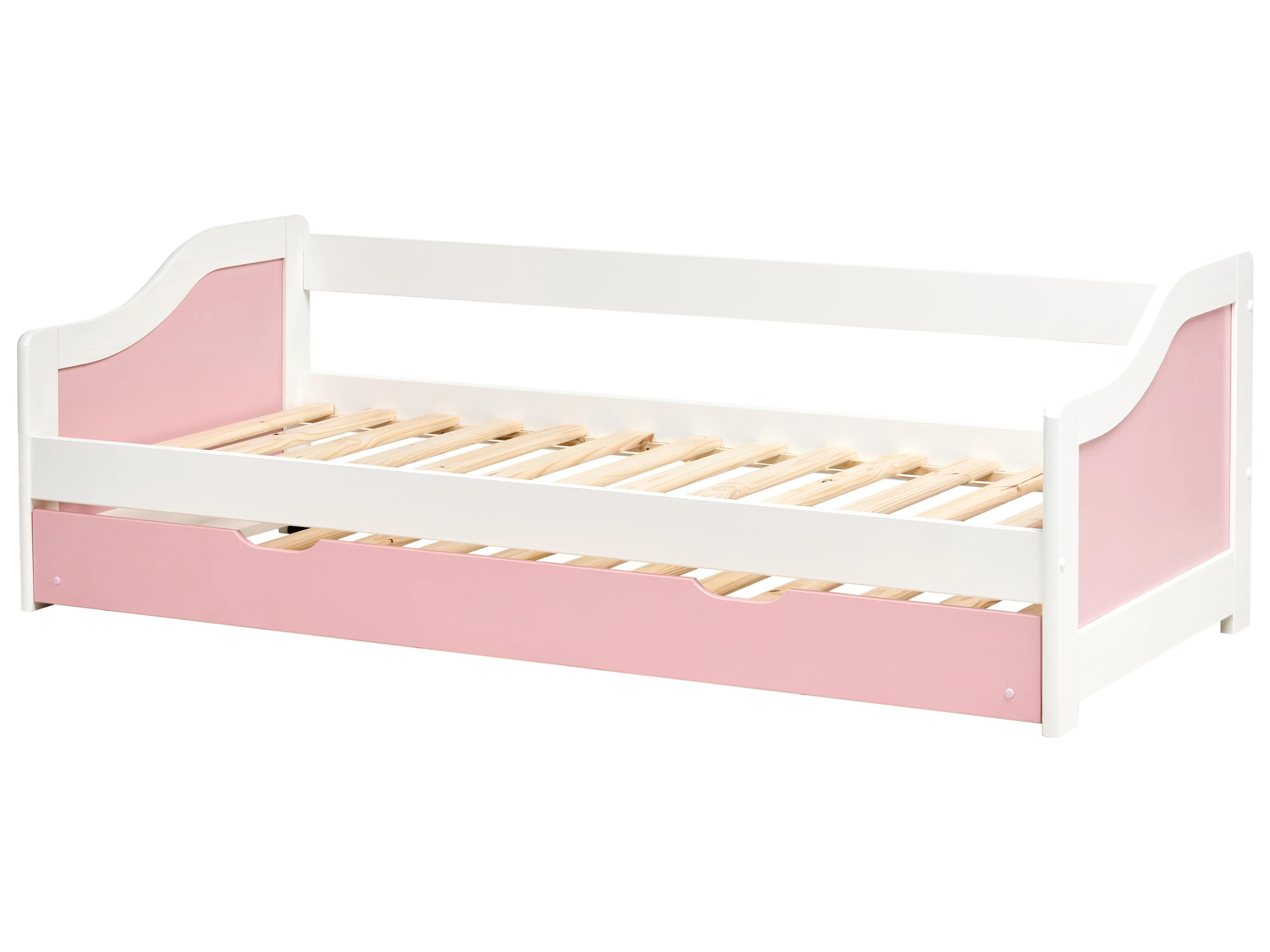 Onderschuifbed Dennenhout LUNERAY 90 x 200 cm Roze