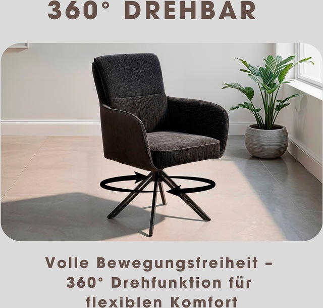 byLIVING Esszimmerstuhl »Tino« (Set) 2 Stk.360 Grad drehbar mit Federkernpolsterung, hochwertige Polsterbezüge