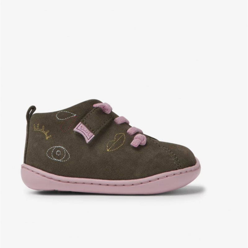 Camper Camper Peu Twins Sella gris kaki et rose