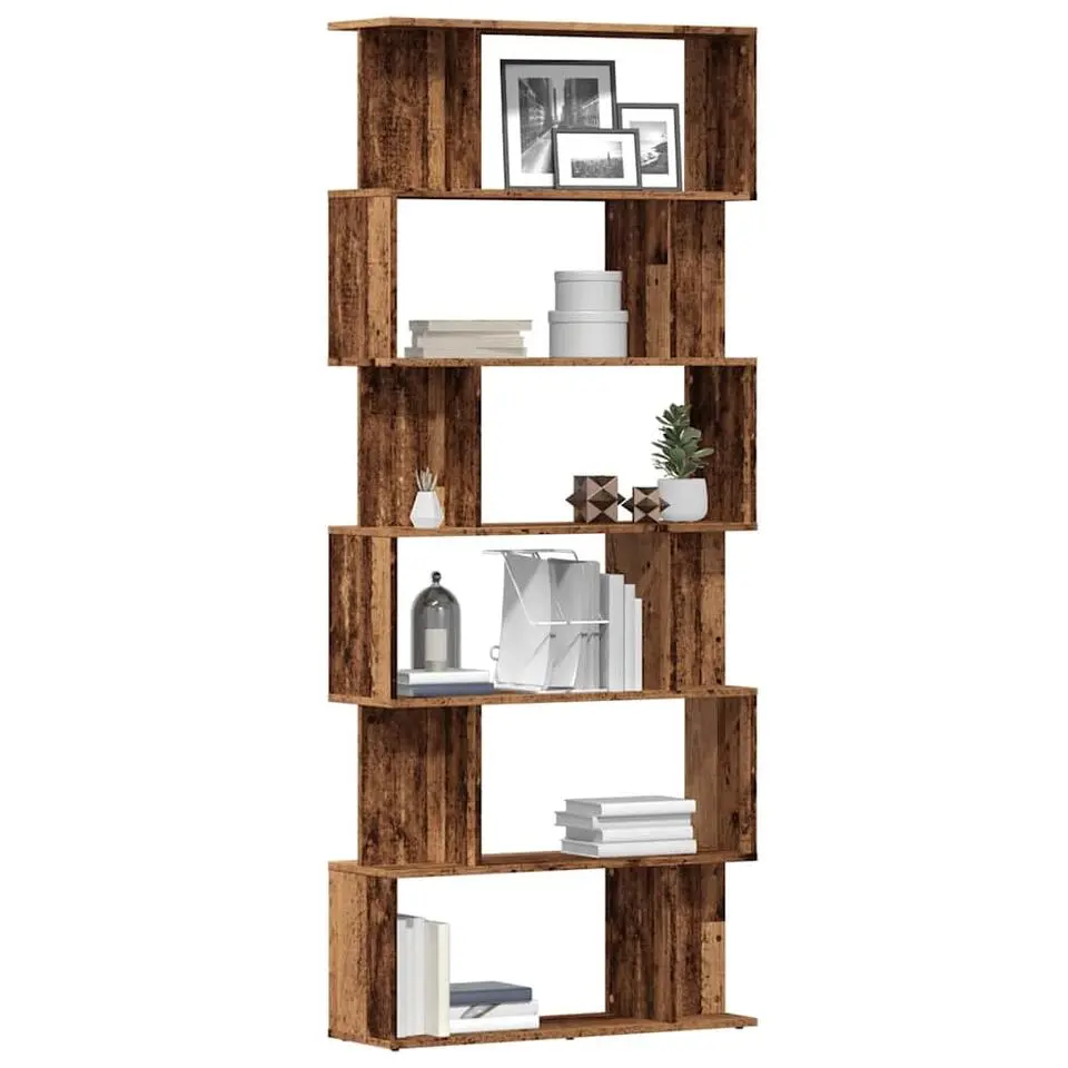vidaXL - 6-laags Boekenkast voor kantoor - Oud hout - Hout - 80x24x192 cm
