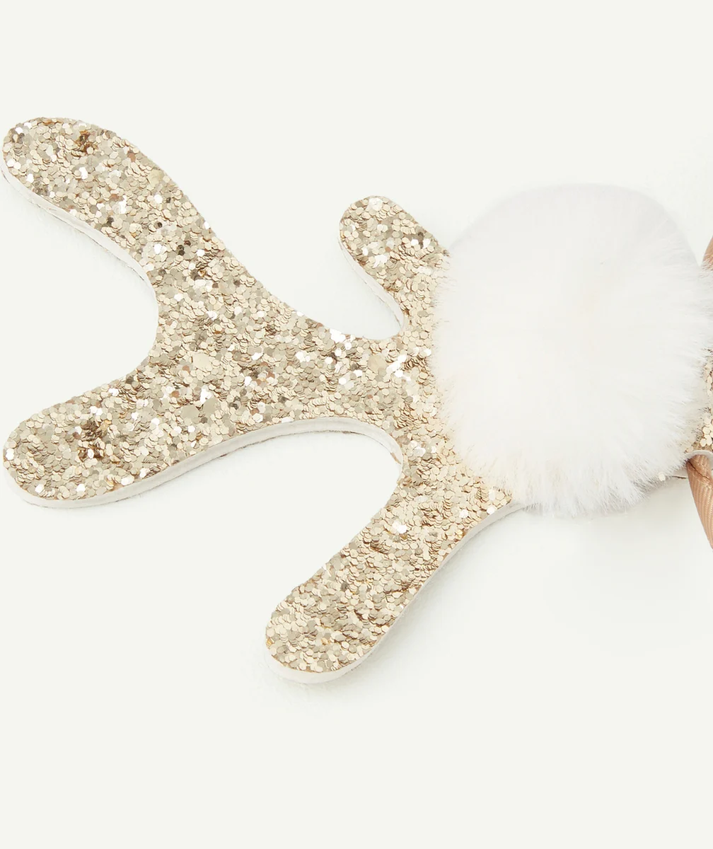 SERRE-TÊTE FILLE MOTIF CERF PAILLETÉ ET POMPONS