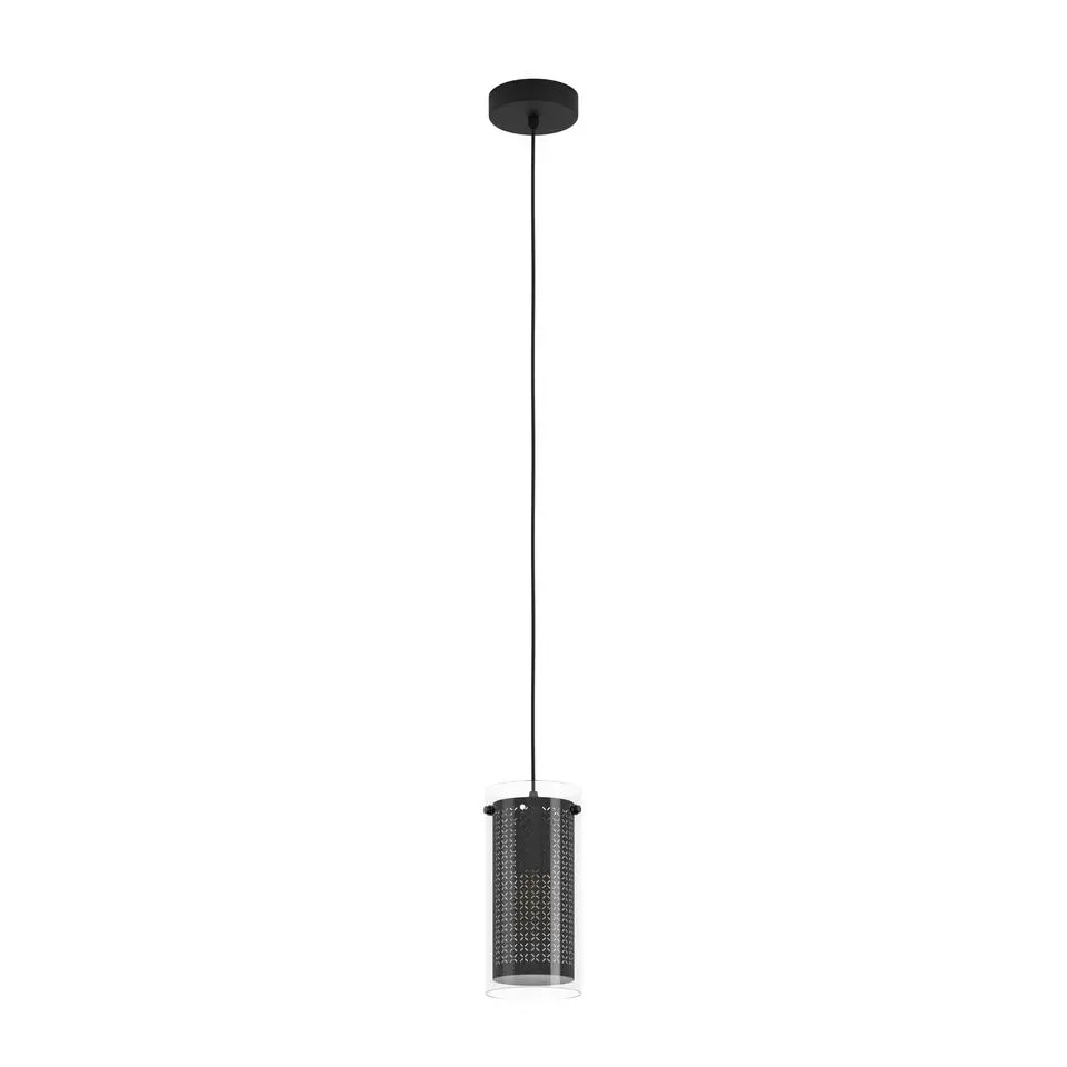 EGLOPintoTextil1Hanglamp-E27-Ø12cm-Zwart