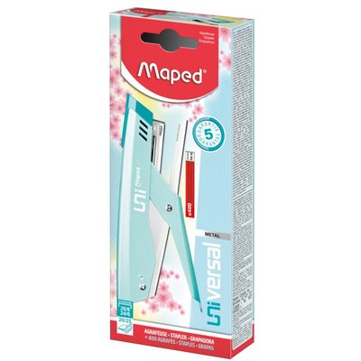 Maped - Pince Agrafeuse Universal Metal - bleu pastel - capacité de 25 feuilles - agrafes 26/6