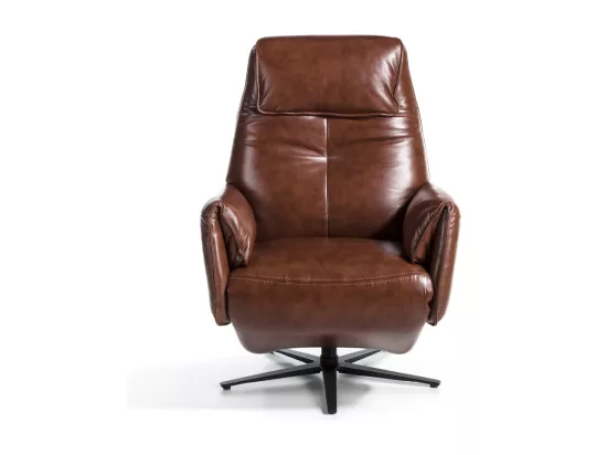 Fauteuil relax pivotant cuir marron et pieds en acier Nary-Couleur Aqua 72 Gris foncé