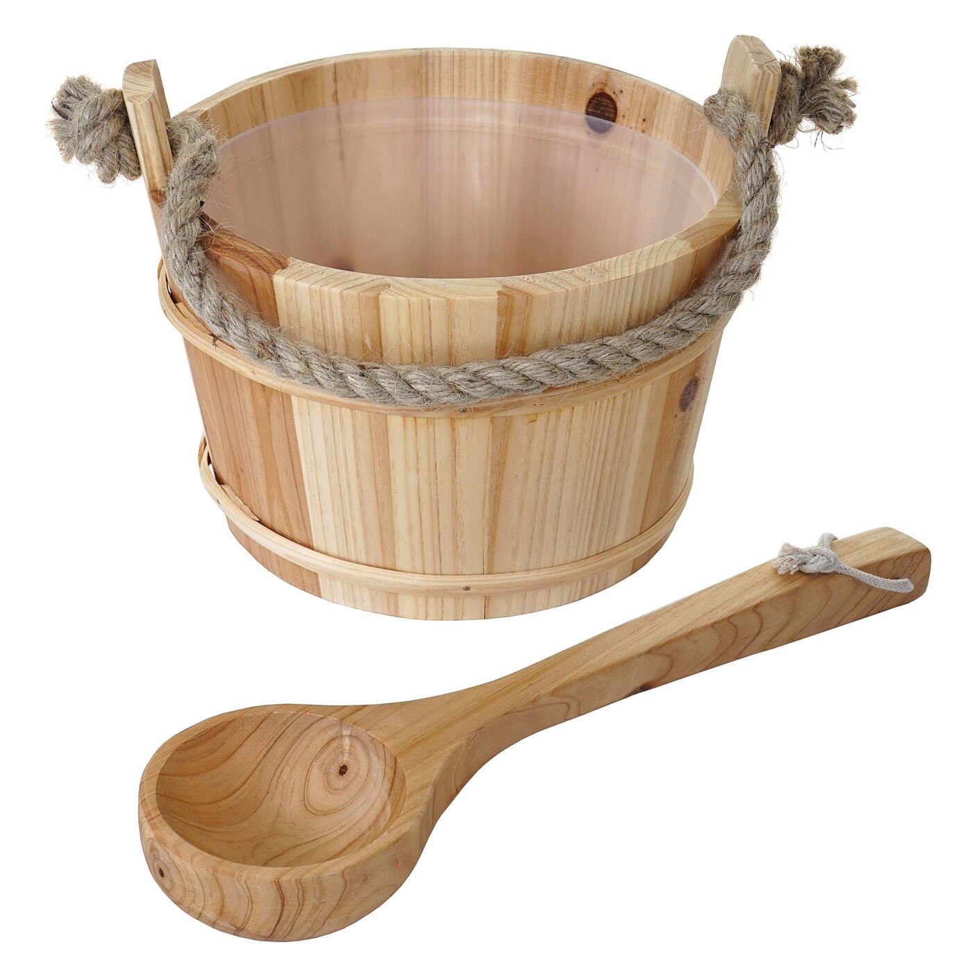 Saunakübel mit Einsatz MCW-B26, Saunazubehör Saunaeimer Saunakelle Aufguss, Kiefernholz 3,5 L