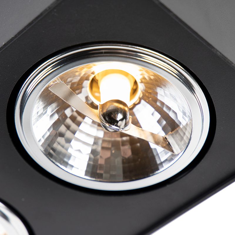 Design spot zwart vierkant 3-lichts - Kaya