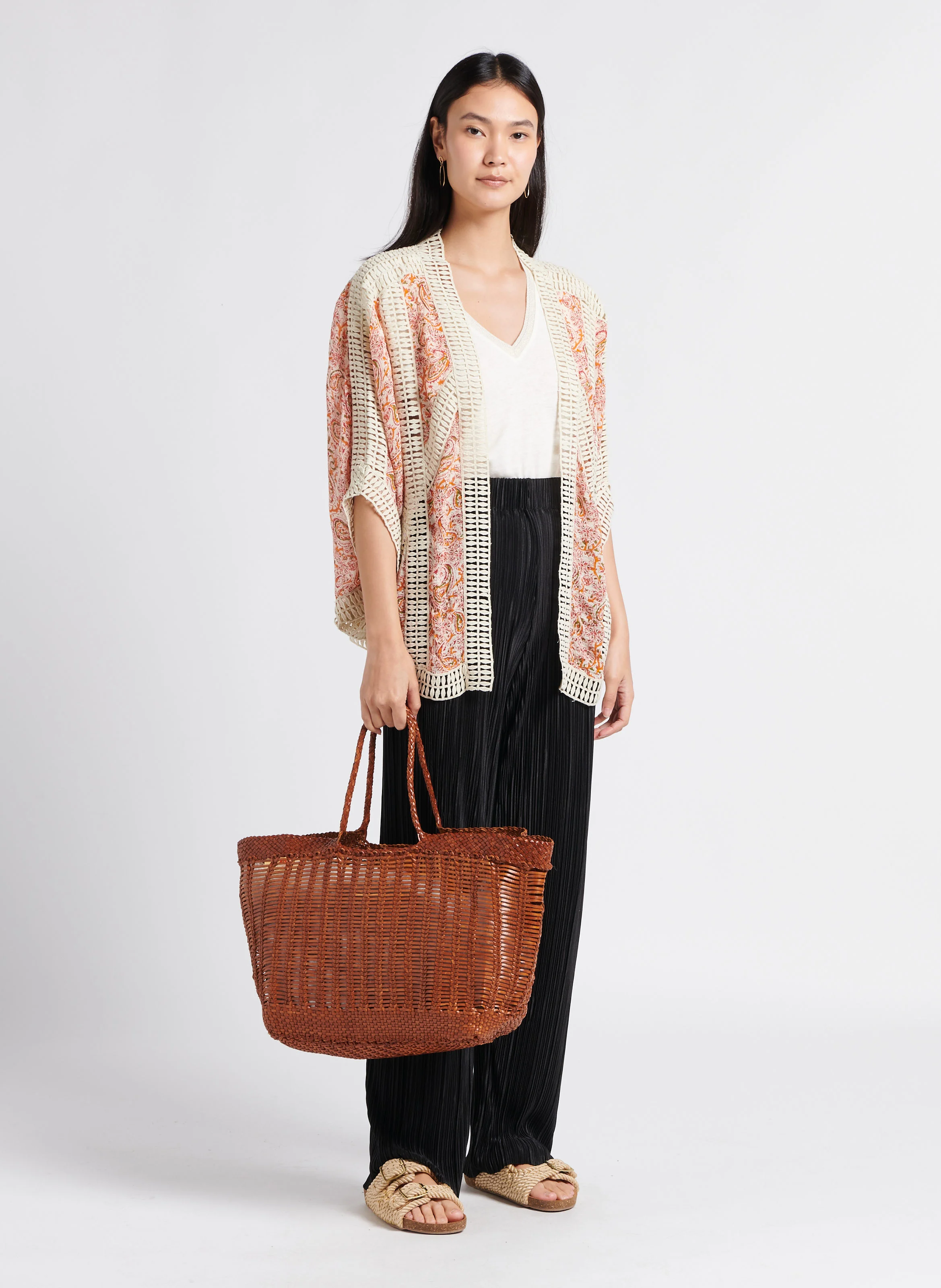 WINDOW SHOPPER - Panier tissé en cuir | Marron
