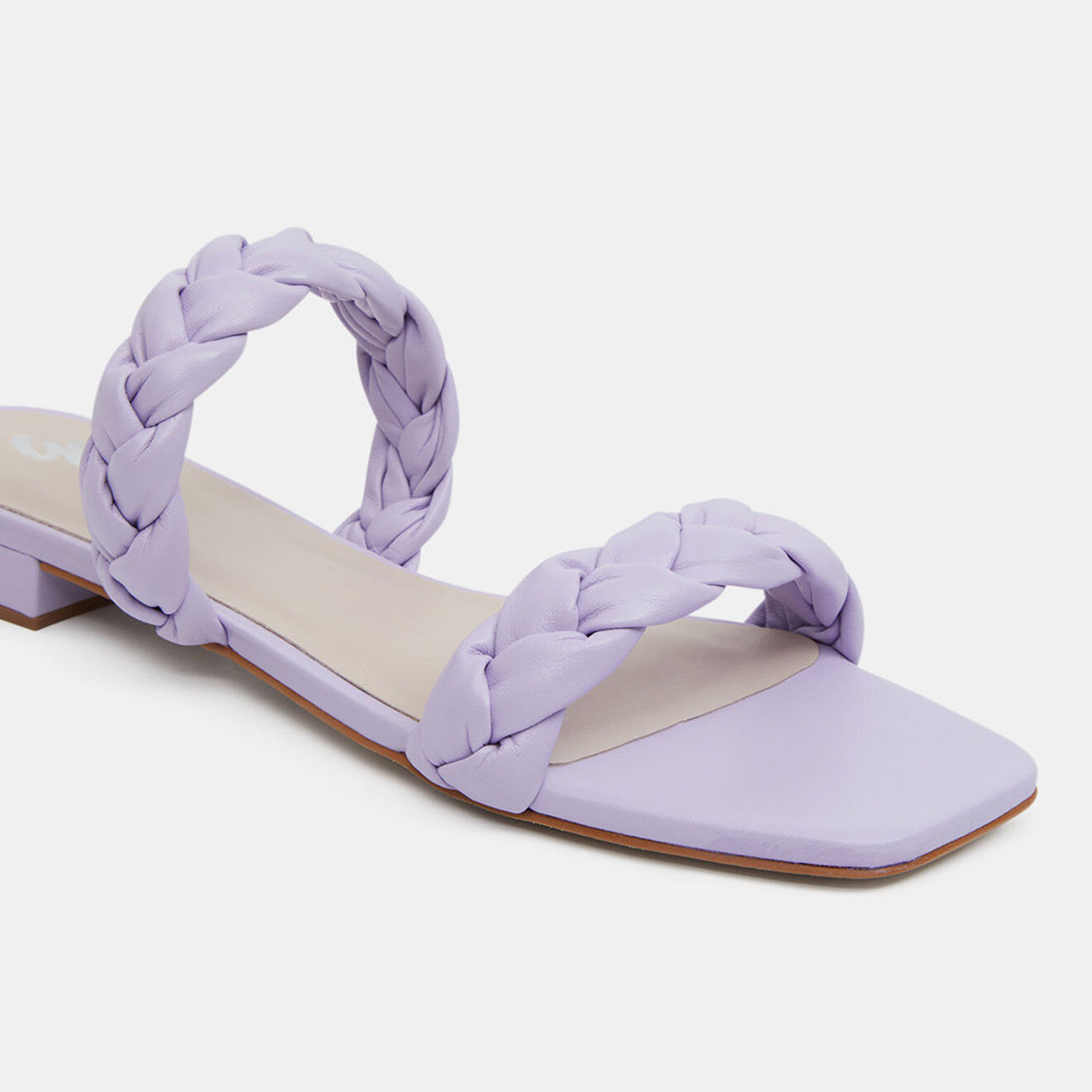 Galeries Lafayette Mules plates en Cuir brides tressées violet clair