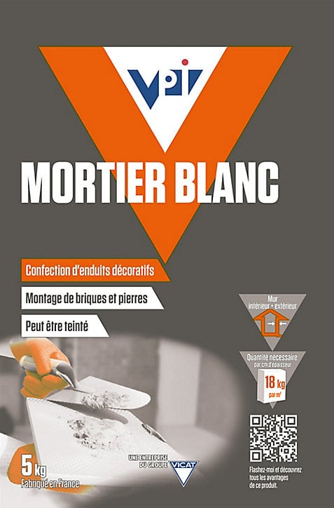 Mortier à maçonner VPI blanc 5kg prêt à l'emploi