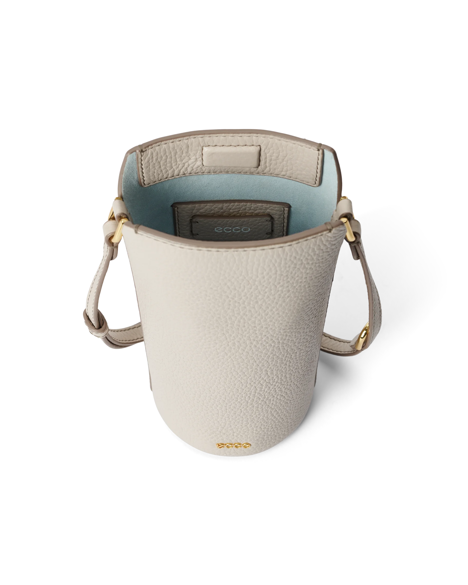 ECCO Pot Bag Umhängetasche aus Leder Beige 20,5X13,5X9,5 cm