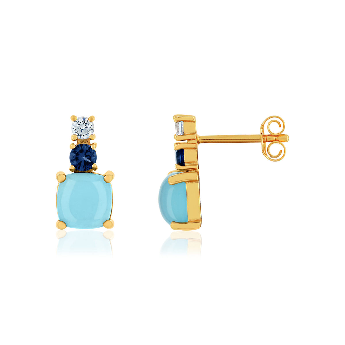 Boucles d'oreilles plaqué or agates zirconias