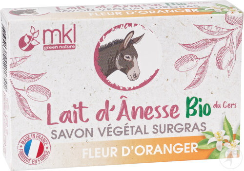 MKL Green Nature Lait D'Ânesse Du Gers Savon Végétal Surgras Fleur D’Oranger Bio 100g