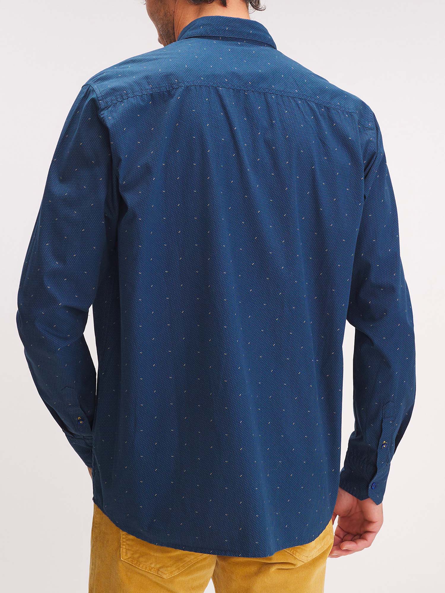 Chemise Homme Micro Motif Coton Marine