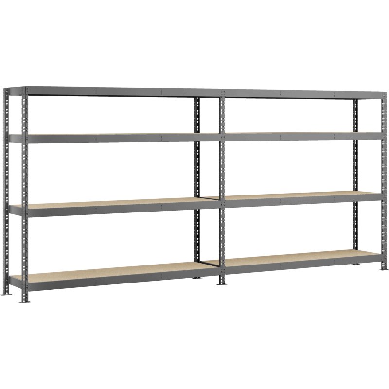 Rayonnage MODULO - Etagère Rack double - 8 plateaux
