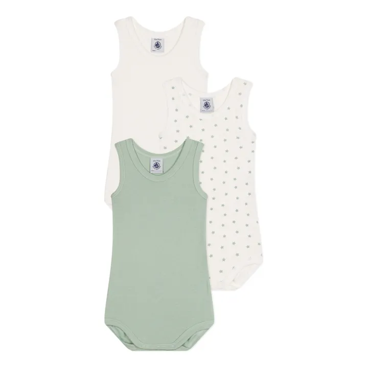 Petit Bateau Lot 3 Bodies Etoiles | Sauge