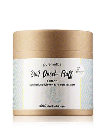 puremetics 3in1 Dusch-Fluff Cotton - Duschgel, Bodylotion & Peeling in Einem 250g