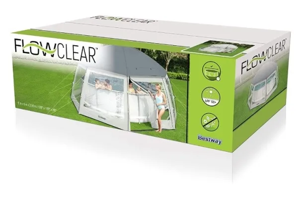 Bestway 58612, Kuppel til swimmingpool, Pool over jorden, Rund, Grå, Transparent, Hvid, PVC, Polyester, 2 dør(e)