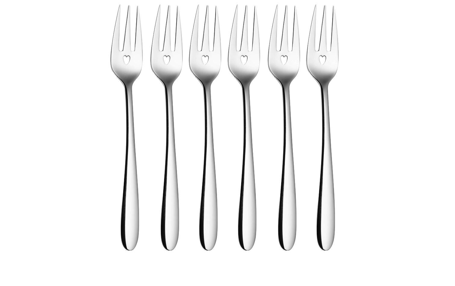 Gabel-Set S-Line 6-teilig, ChromKuchengabel-Set mit Herz