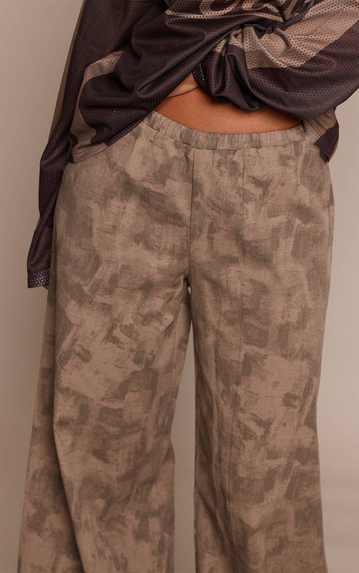 Kaki Pantalon Petite Taille Élastiquée Imprimé Camouflage