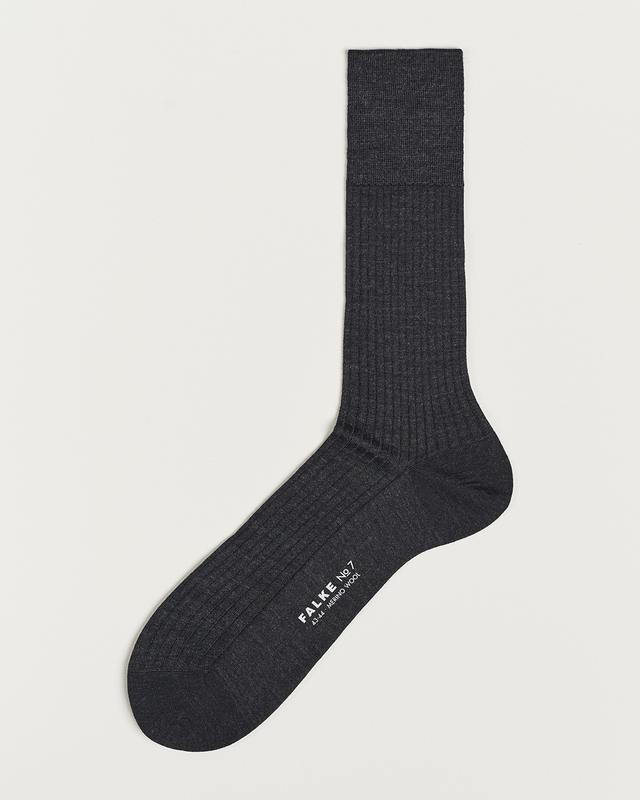 Falke No. 7 Finest Merino Ribbed Socks Anthracite Melange