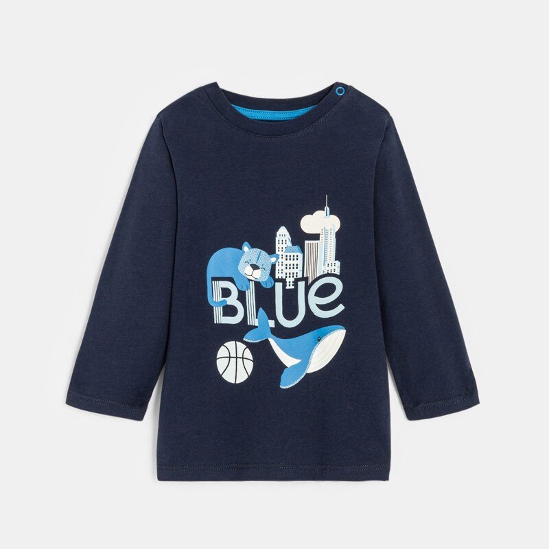 T-shirt ludique couleur bleu garçon Bleu