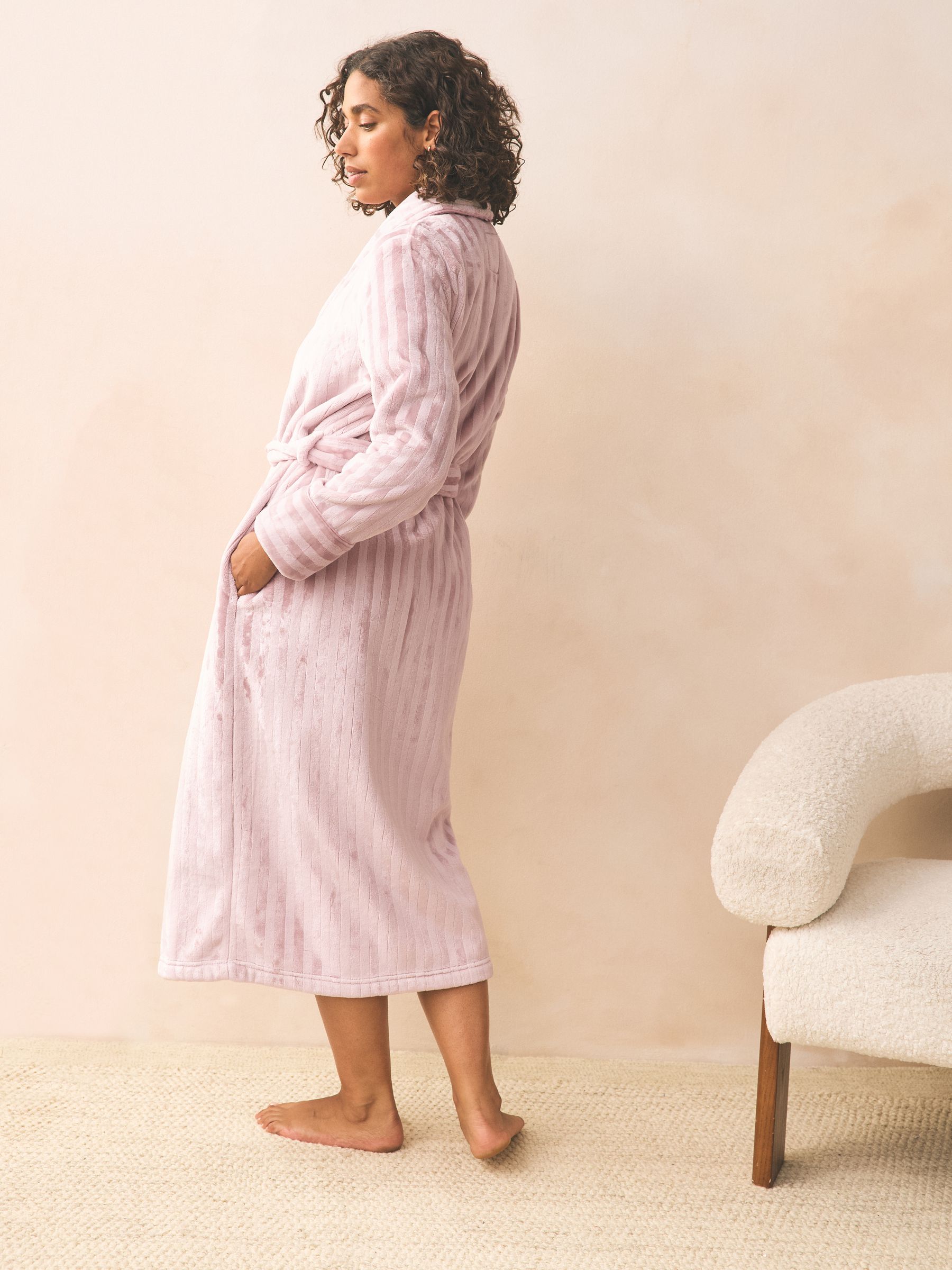 Roze - Supersoft Tonal Stripe Dressing Gown