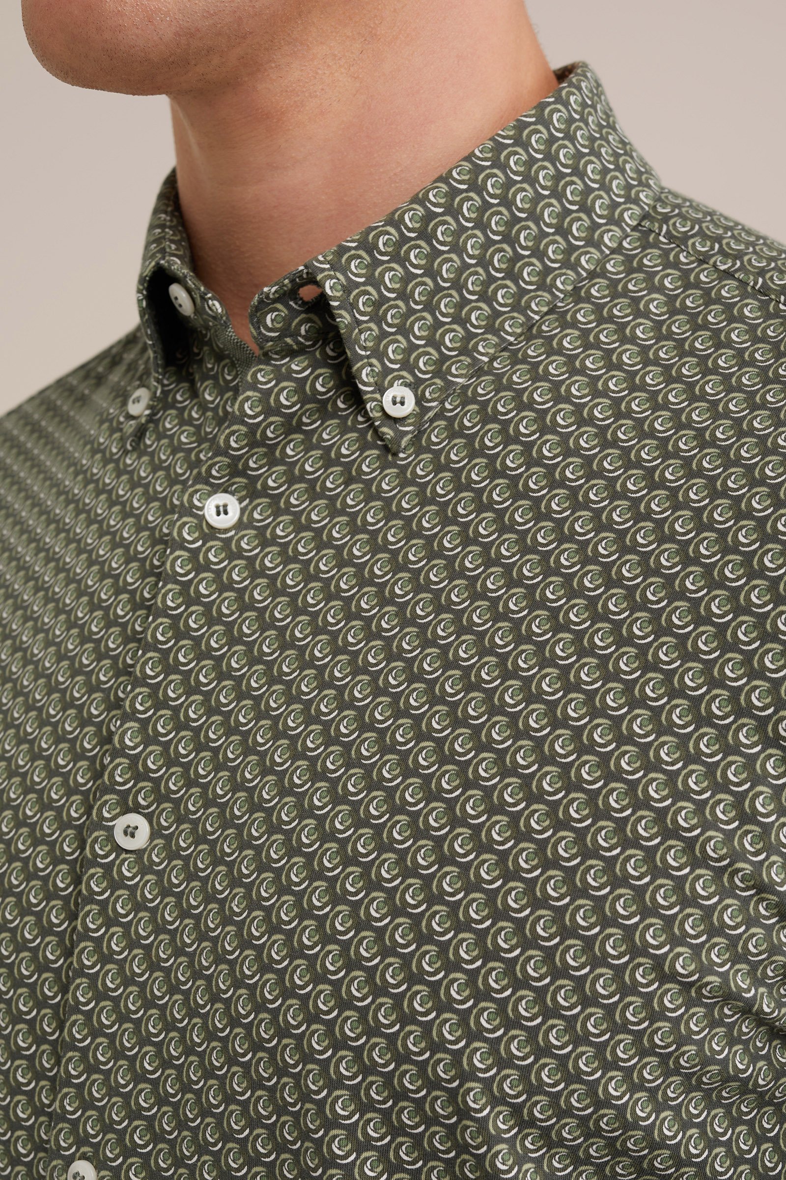 jersey overhemd met dessin WE Fashion Donkergroen