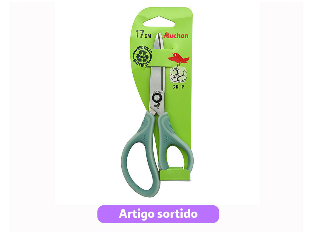 TESOURA BI-MATERIAL AUCHAN 17CM CORES SORTIDAS