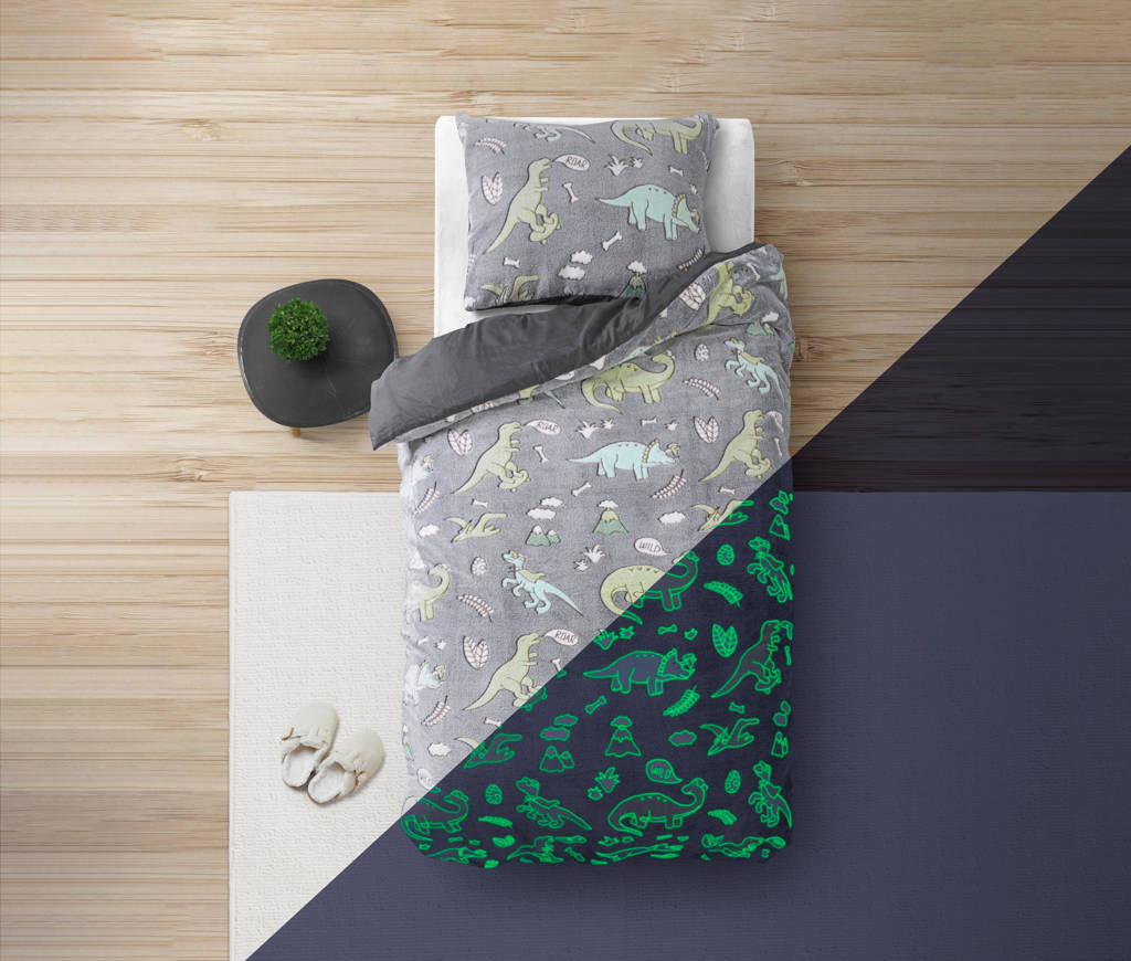 GEEN GLOW IN DARKfleece dekbedovertrek 1 persoons (140x220 cm)