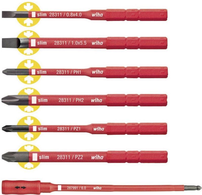 Wiha - Bitset slimBit Electric Assorti - 7-delig - Inclusief houder