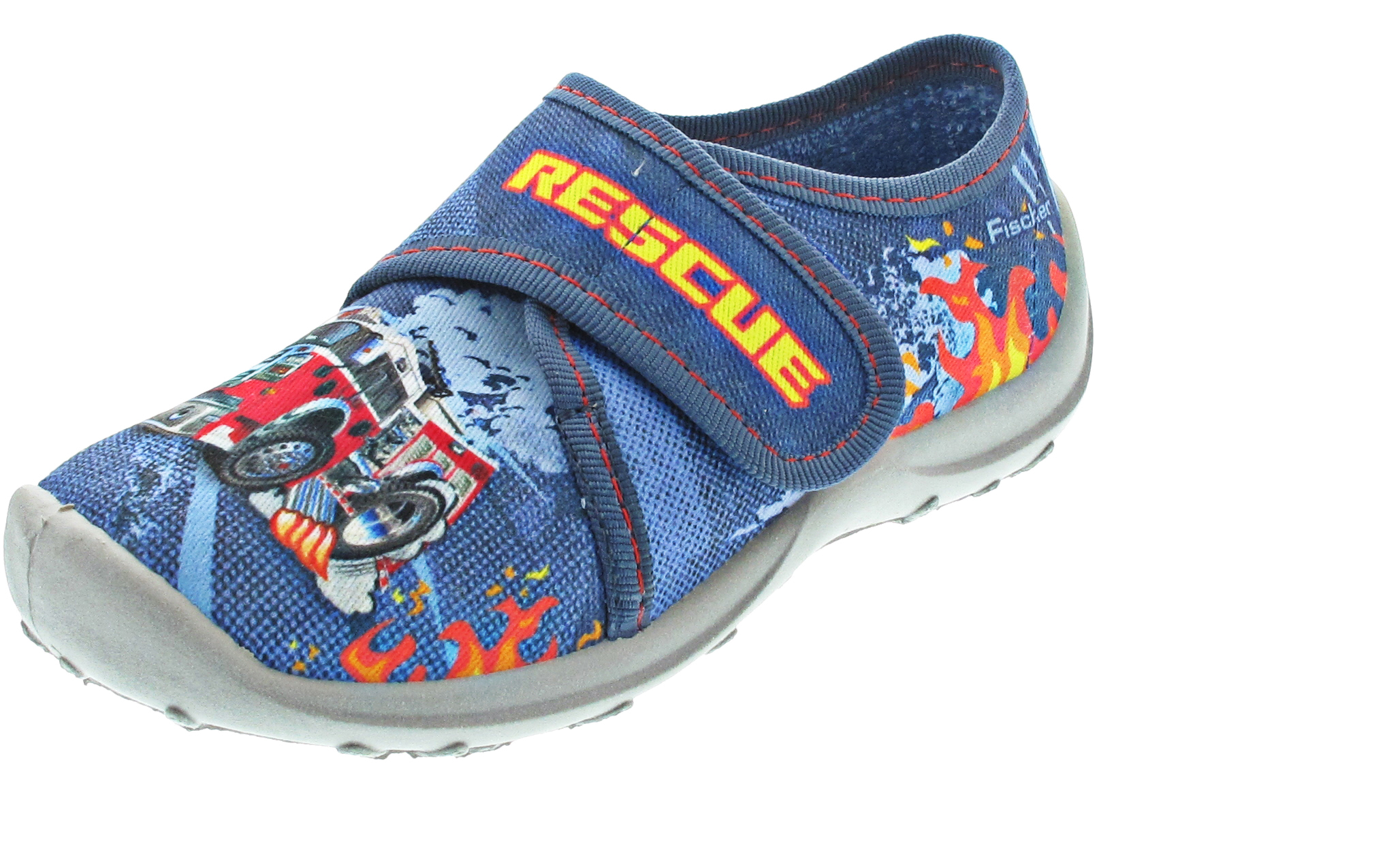 Fischer Markenschuhe Hausschuh blau kombi