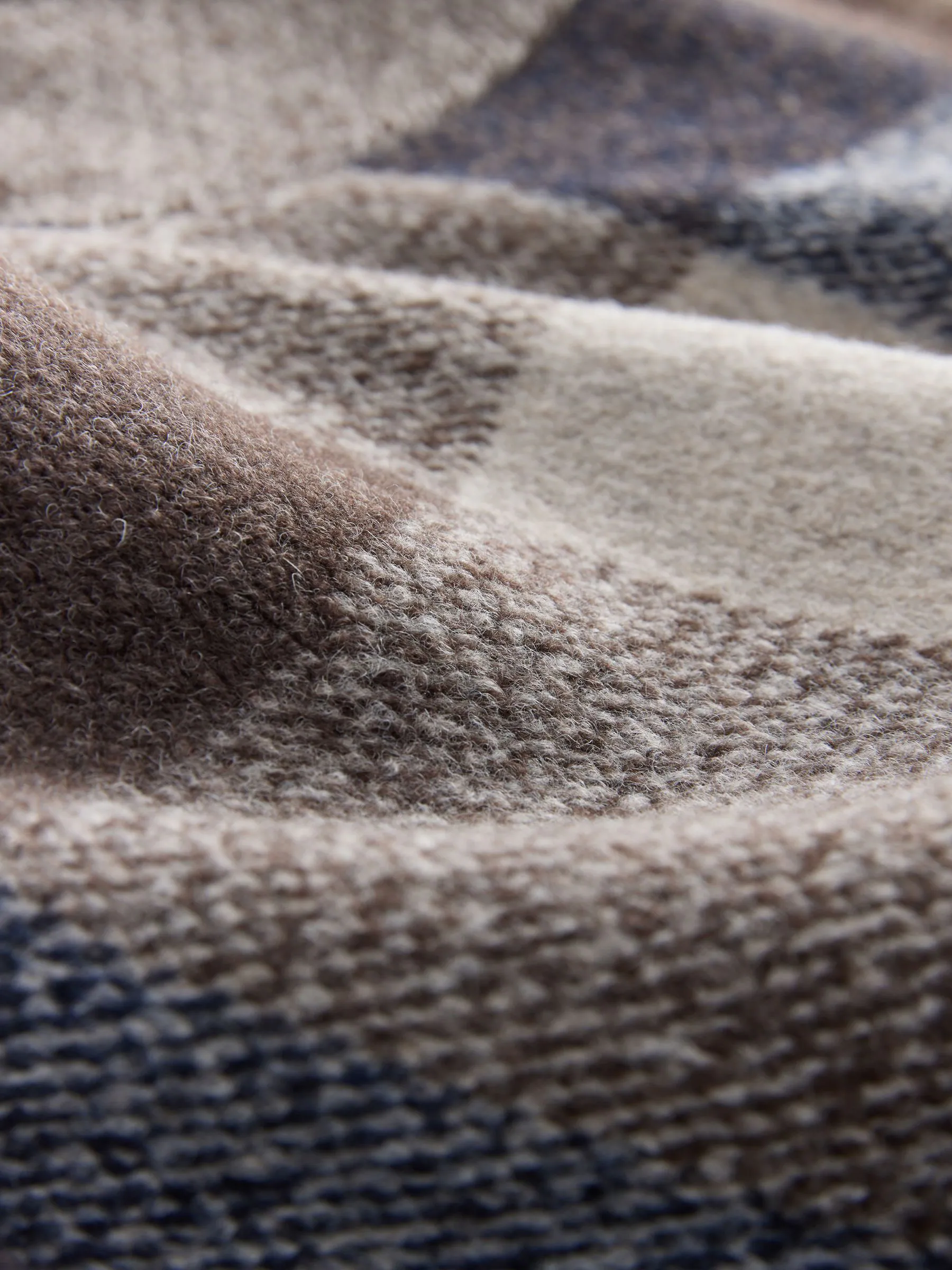Bruin/donkerblauw - Shacket met borgvoering en wol