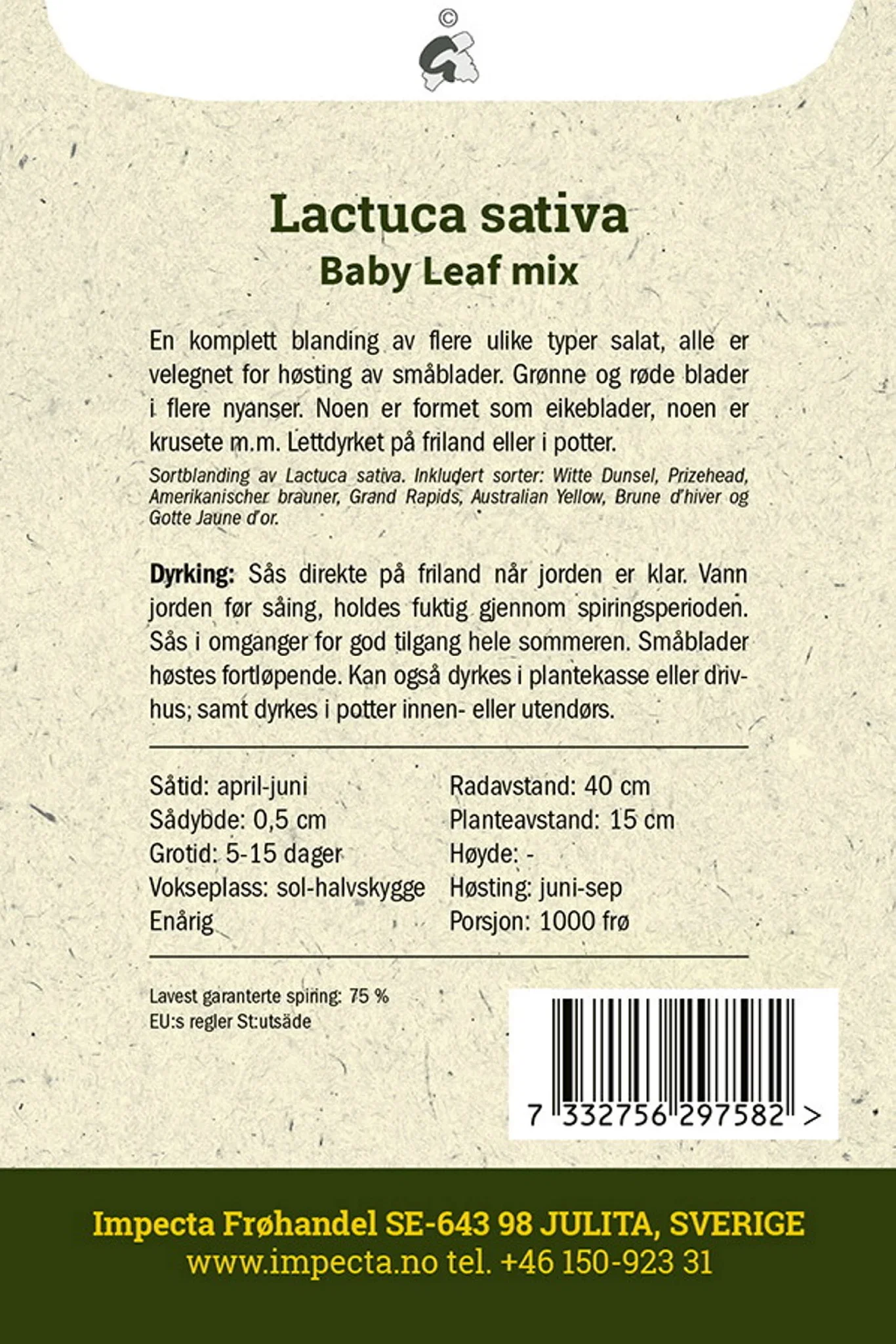 Lactuca sativa Baby Leaf mix Miniplukksalat Baby Leaf mix