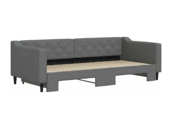 Lit de jour avec lit gigogne gris foncé 90x200 cm tissu