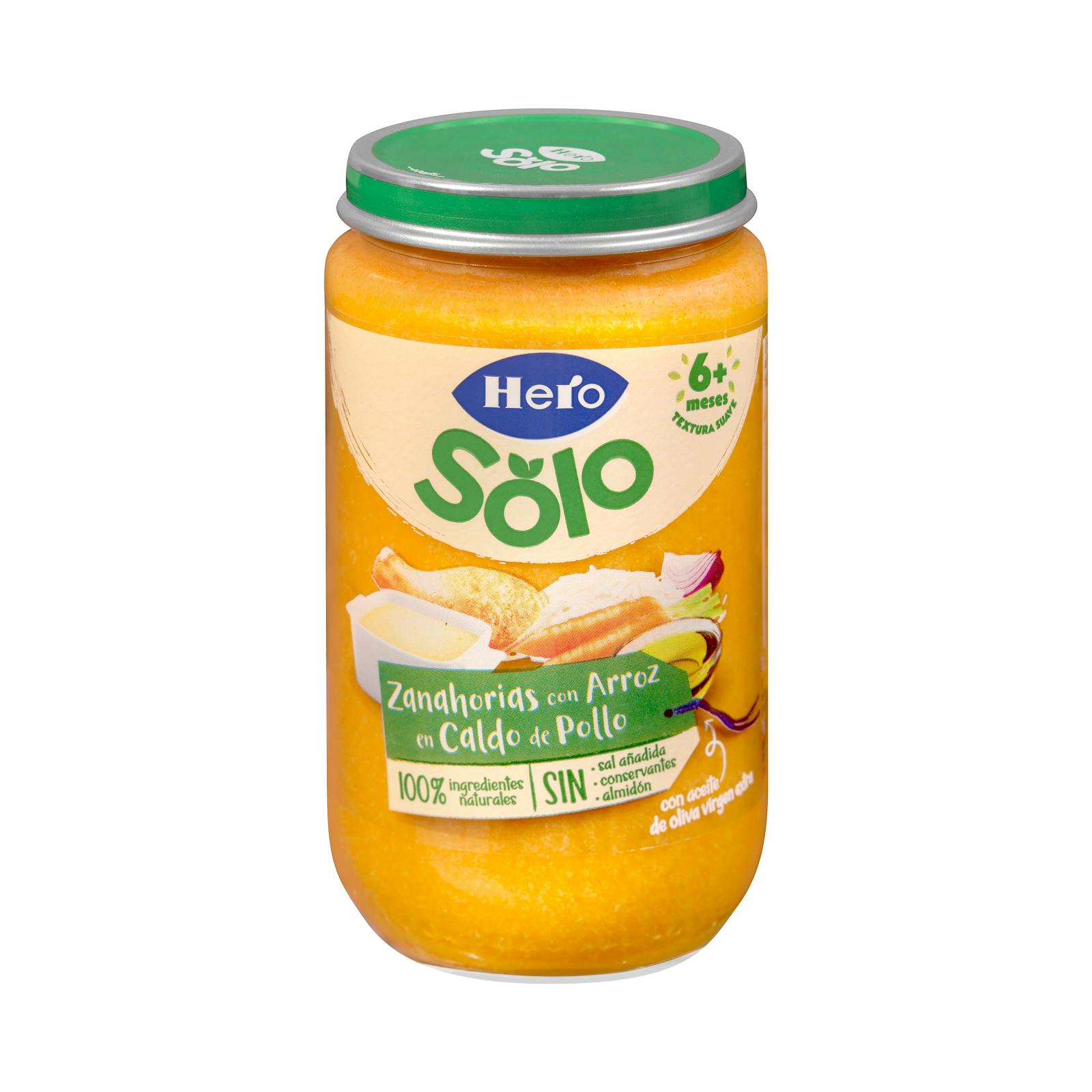 Bouillie de carottes et de riz au bouillon de poulet Hero Solo +6 mois